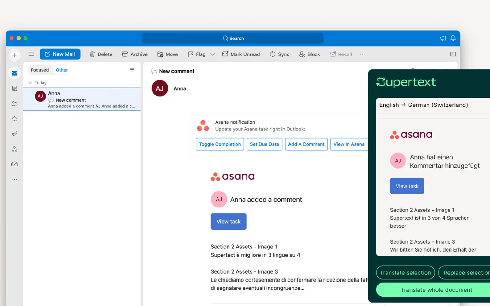 Supertext Translator for Outlook — screenshot from the Microsoft Marketplace listing