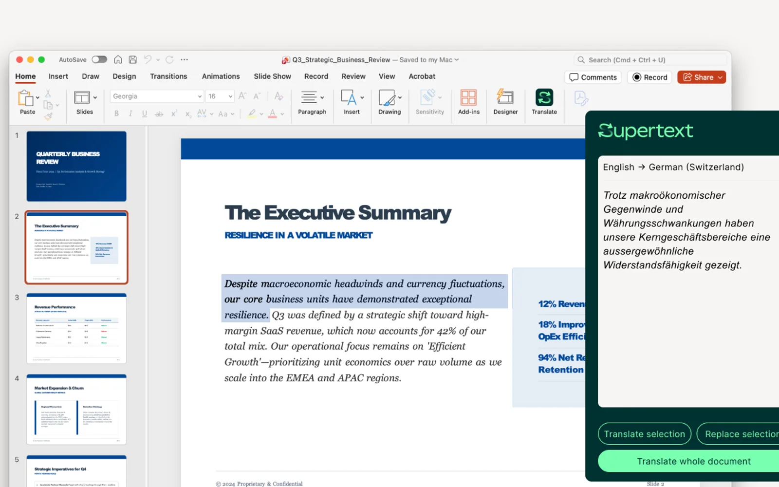Supertext Translator for PowerPoint — screenshot from the Microsoft Marketplace listing