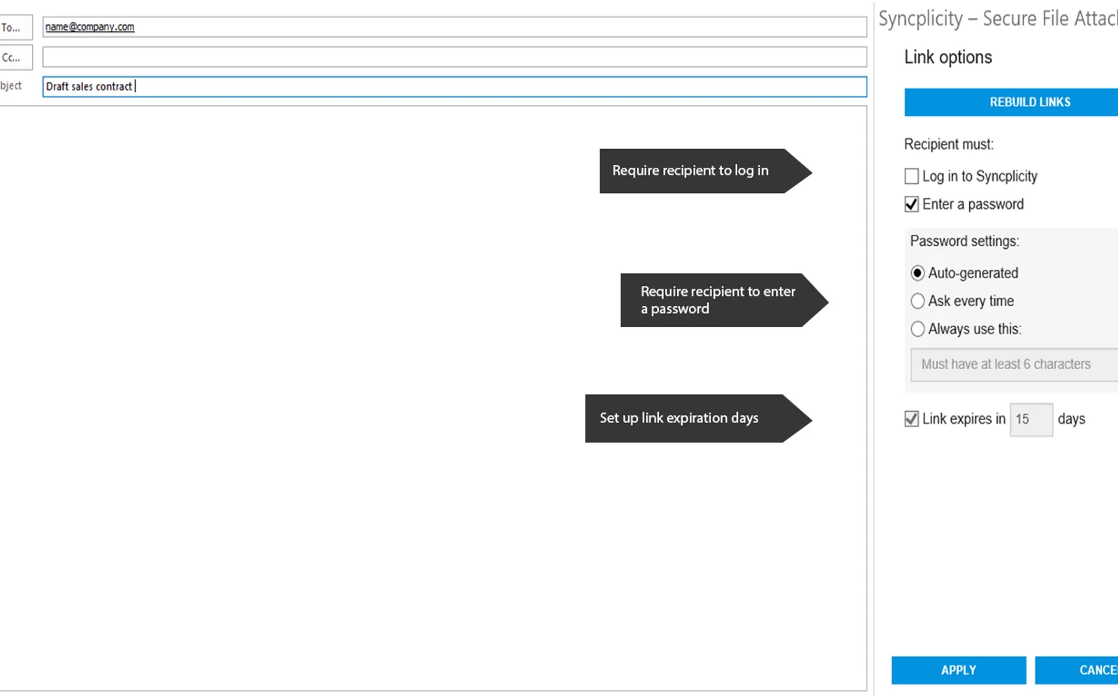 Syncplicity – Secure File Attachments — screenshot from the Microsoft Marketplace listing