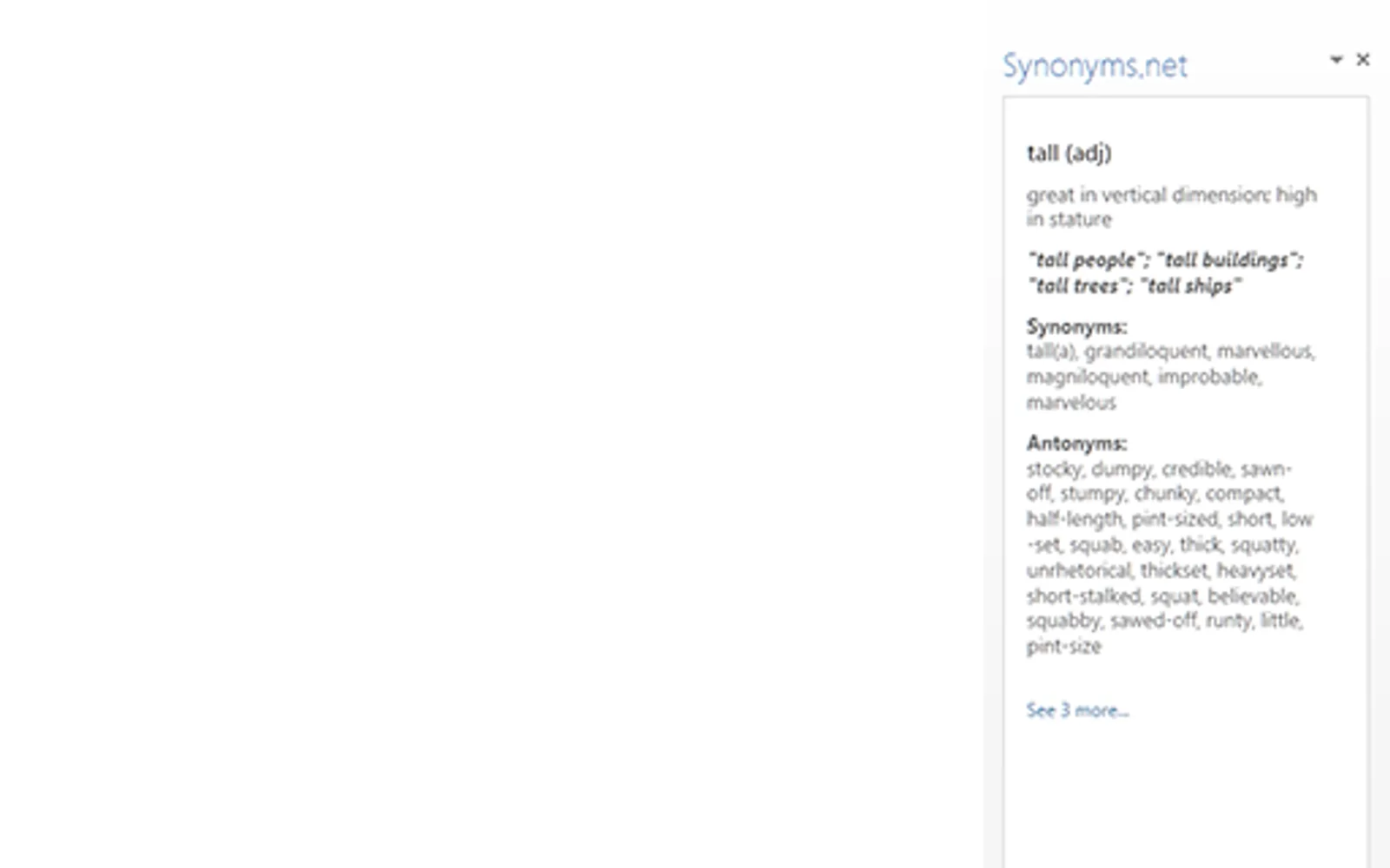 Synonyms.net — screenshot from the Microsoft Marketplace listing