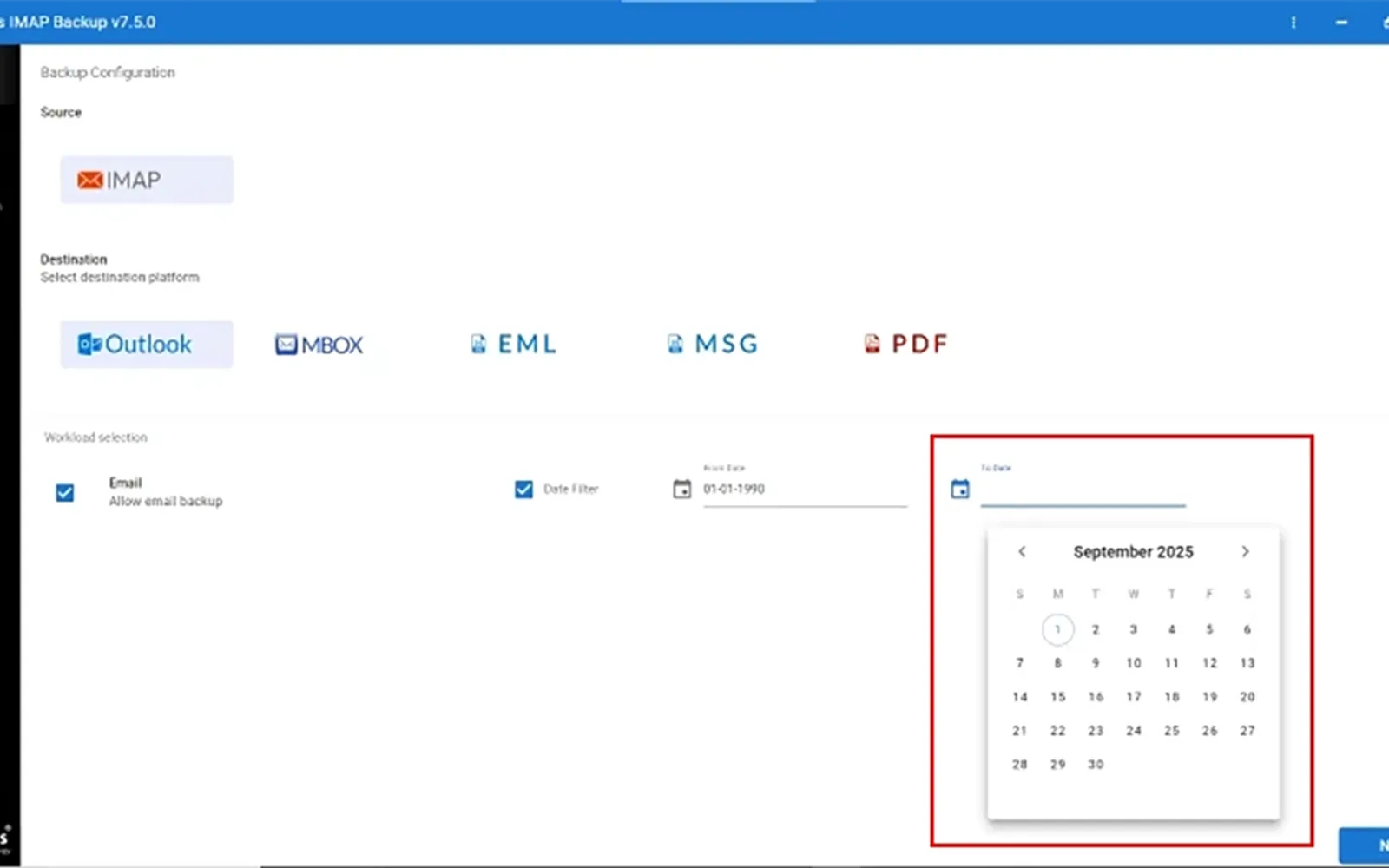 SysTools IMAP Backup Tool — screenshot from the Microsoft Marketplace listing