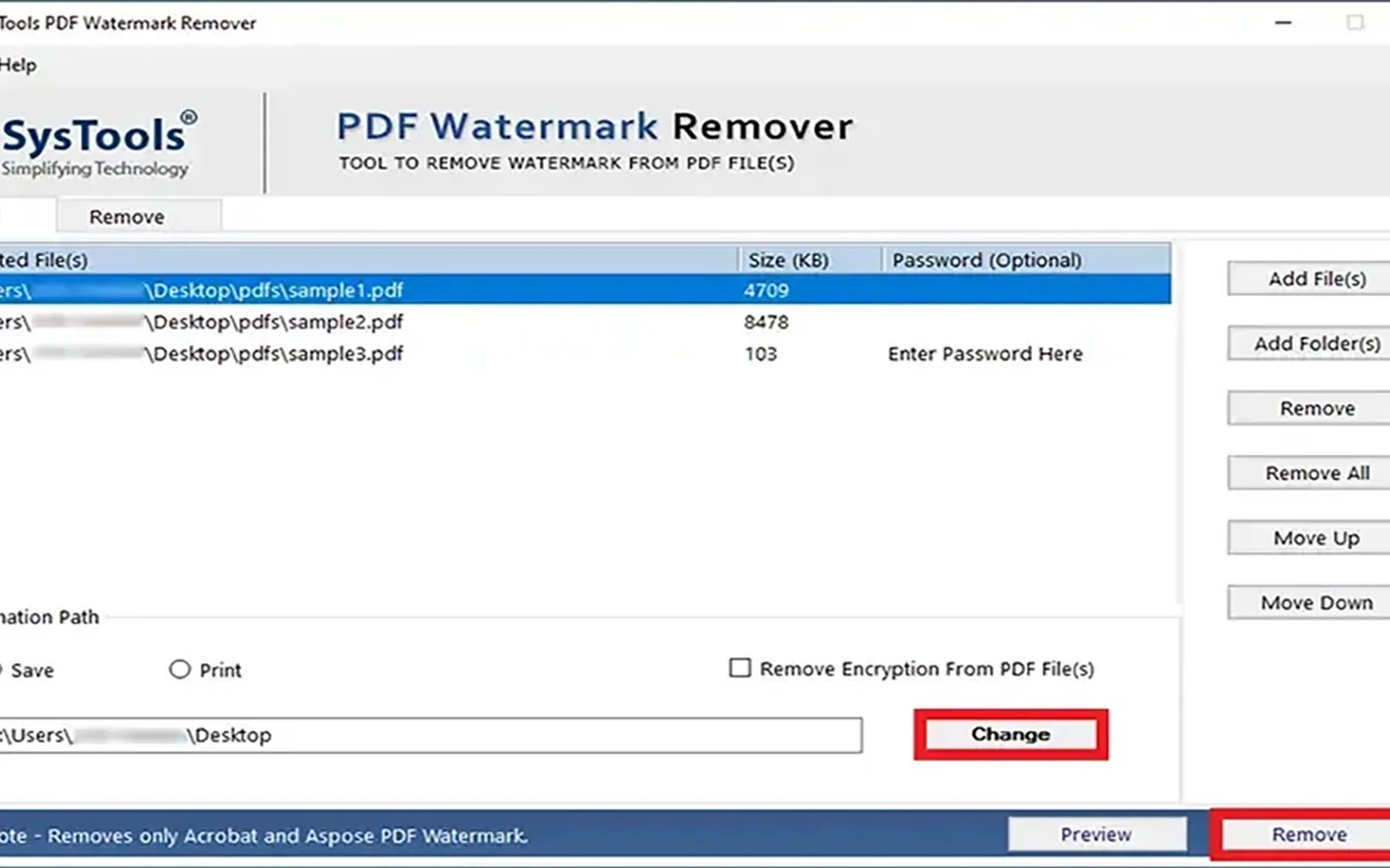 SysTools PDF Watermark Remover — screenshot from the Microsoft Marketplace listing