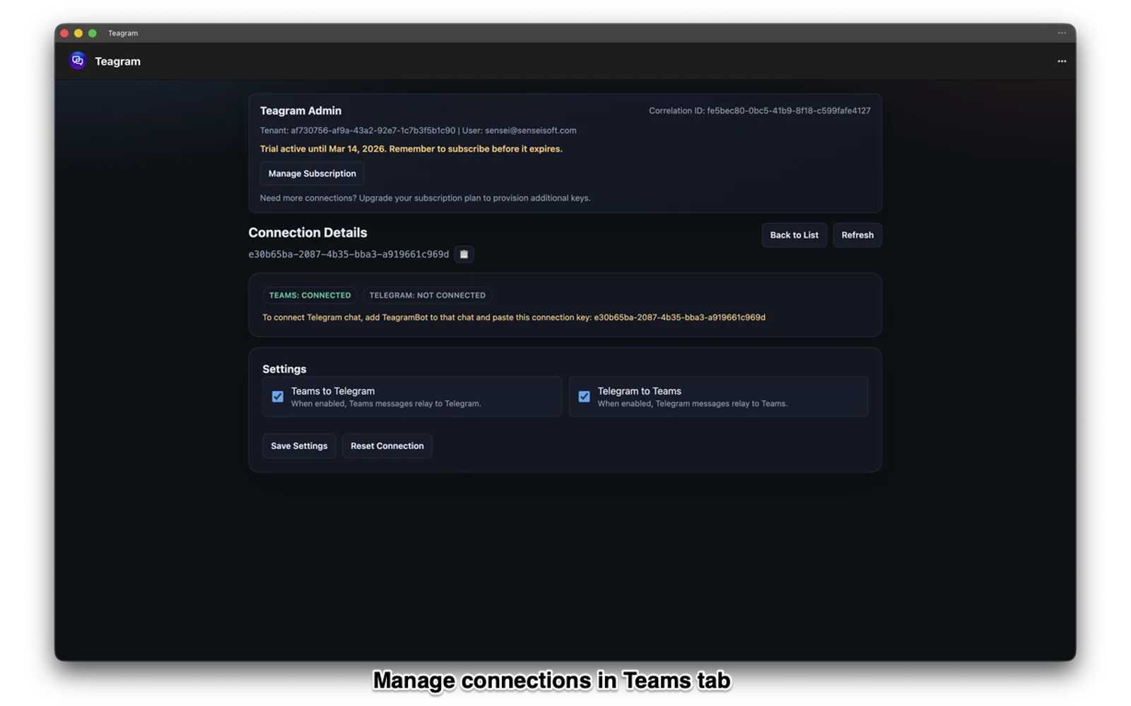 Teagram — screenshot from the Microsoft Marketplace listing