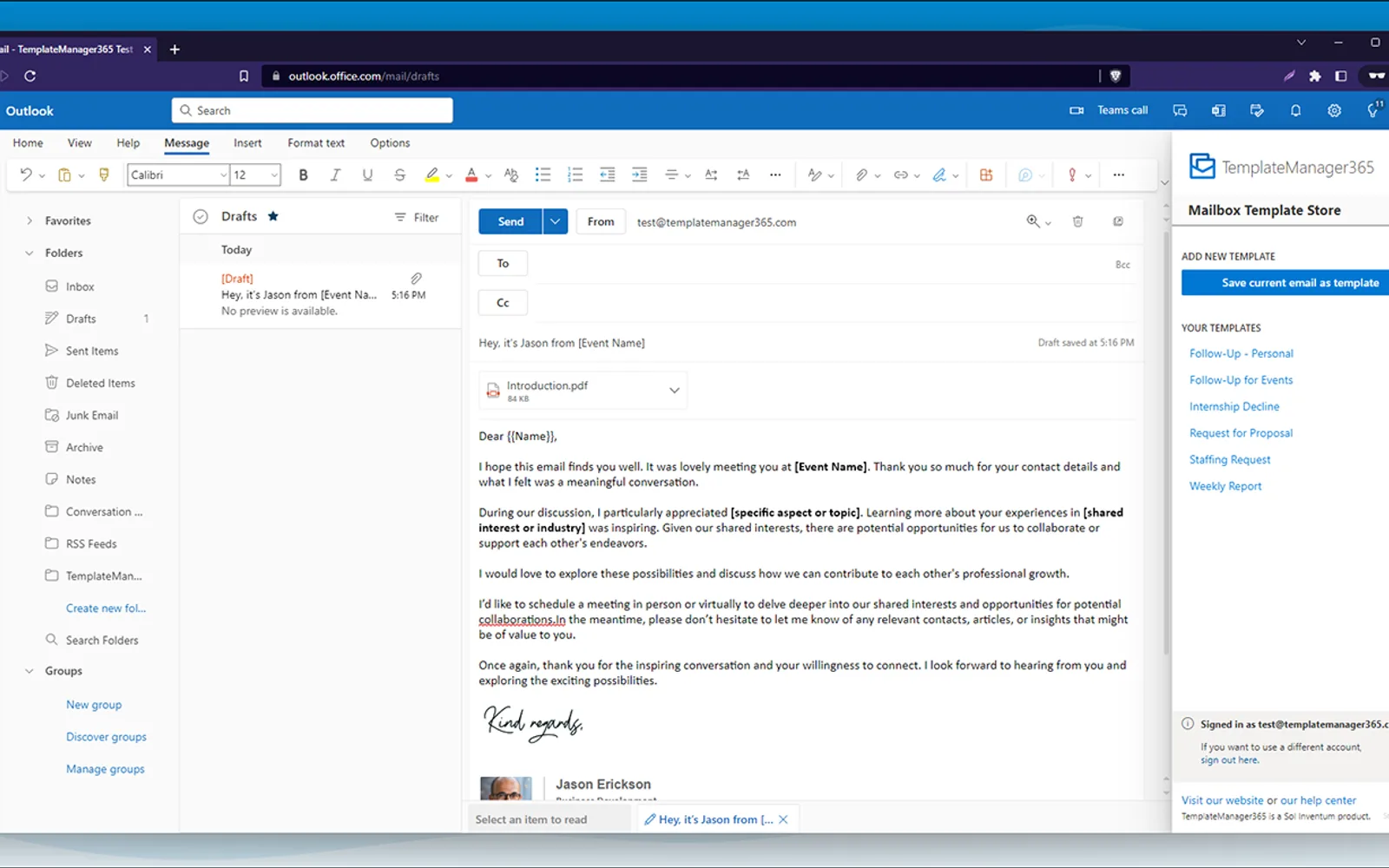 TemplateManager365 — screenshot from the Microsoft Marketplace listing