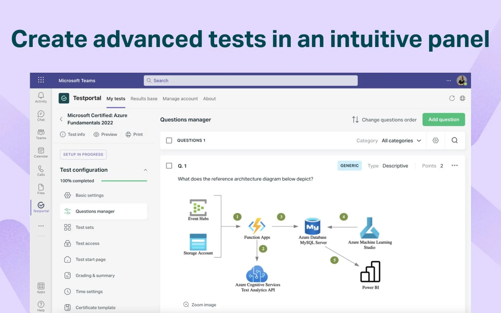 Testportal — screenshot from the Microsoft Marketplace listing