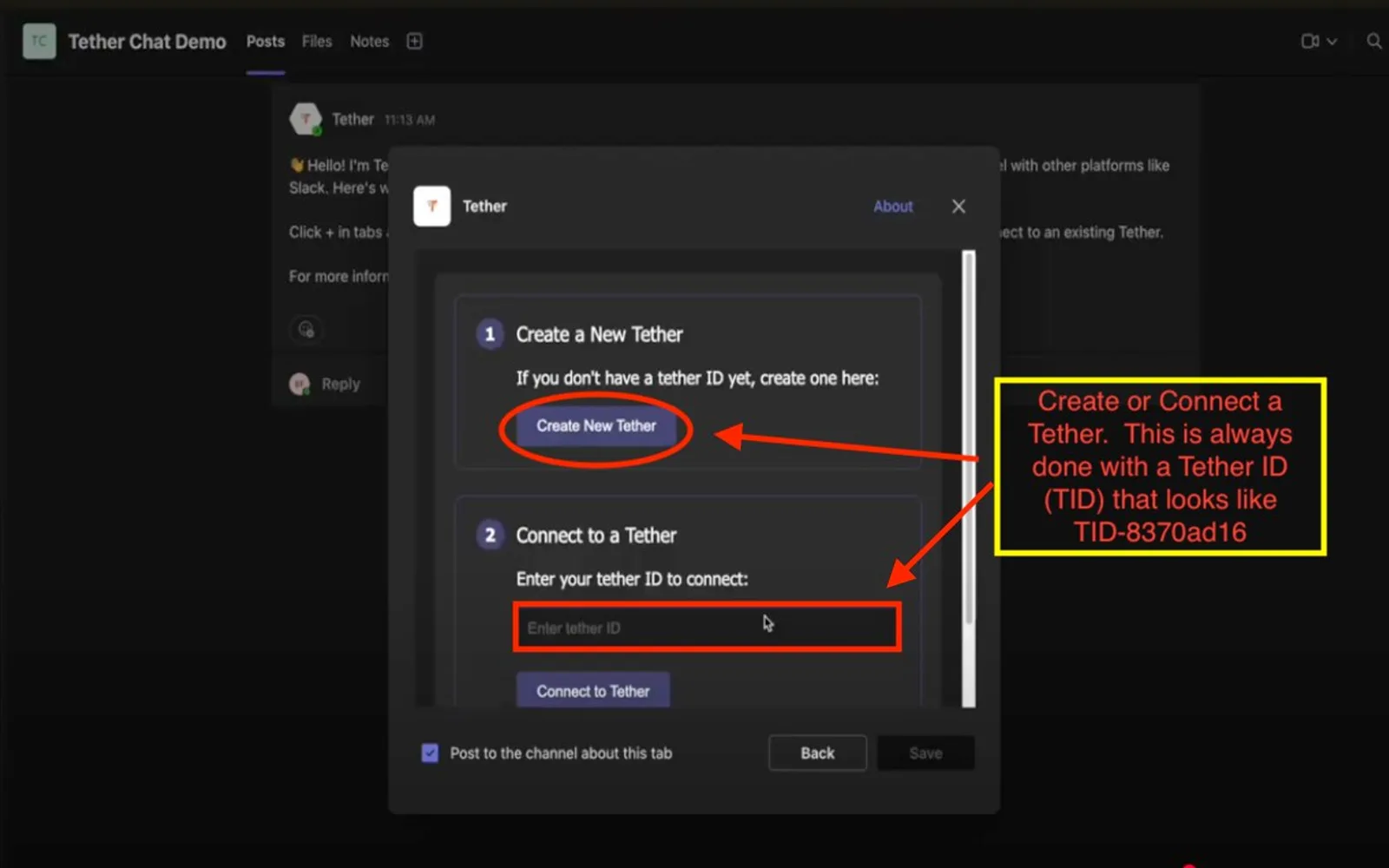 Tether Chat — screenshot from the Microsoft Marketplace listing
