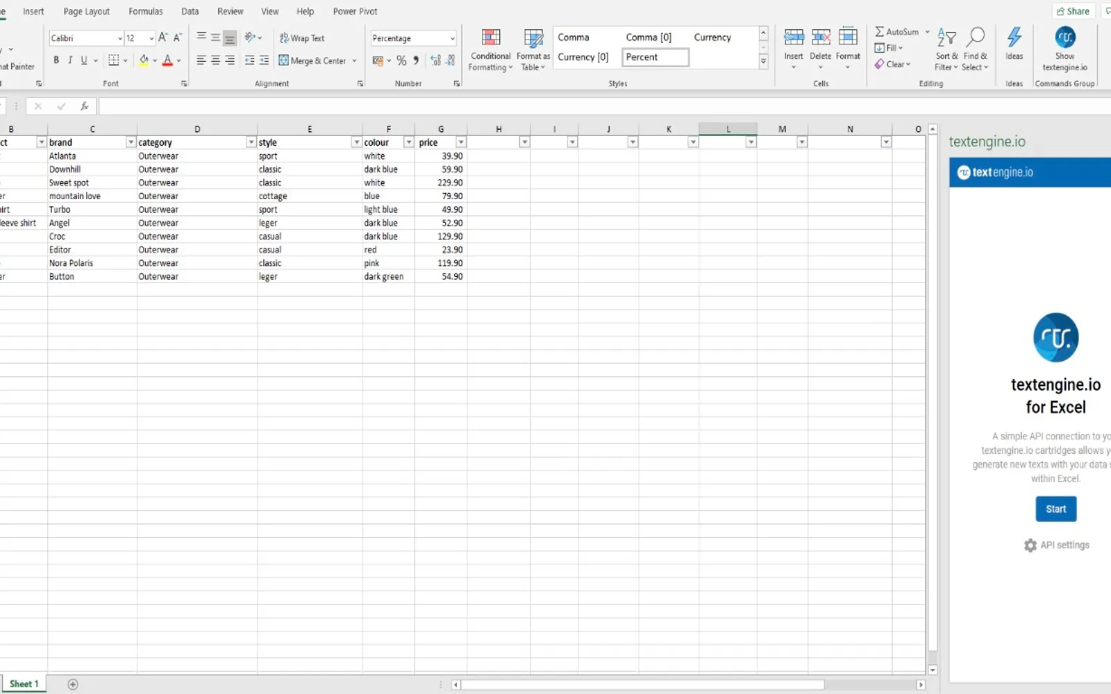 textengine.io for Excel — screenshot from the Microsoft Marketplace listing