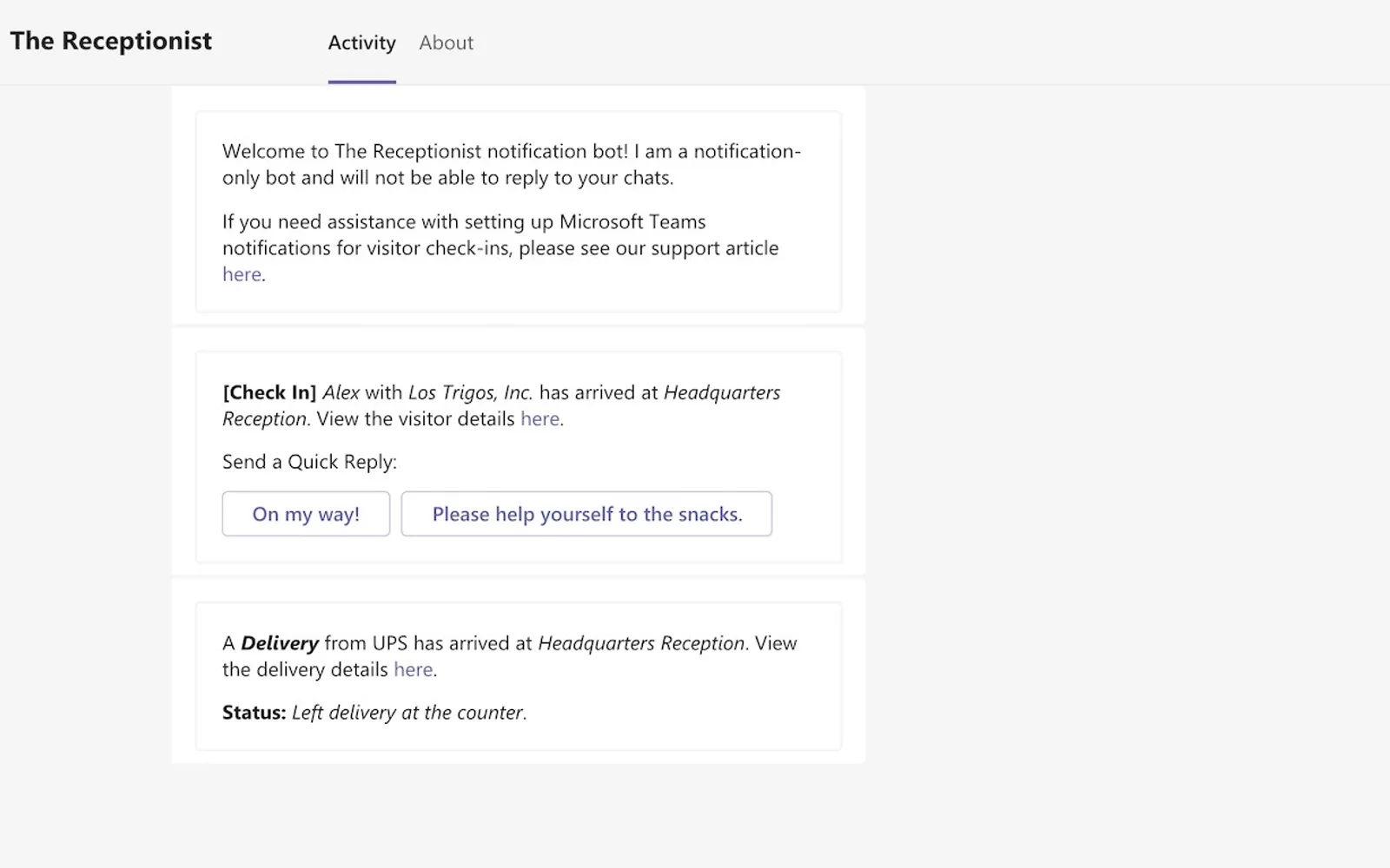 The Receptionist — screenshot from the Microsoft Marketplace listing