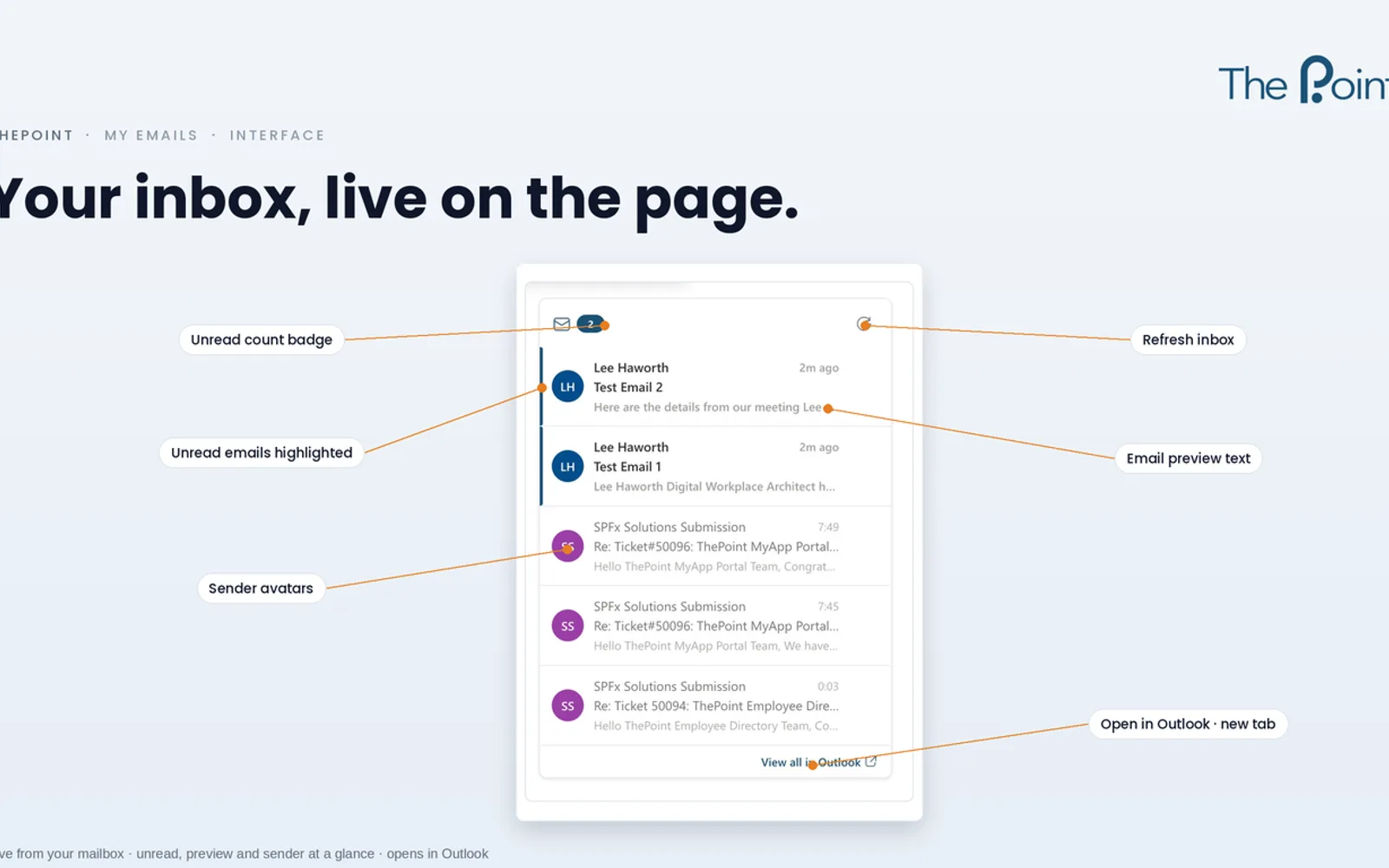 ThePoint My Emails — screenshot from the Microsoft Marketplace listing
