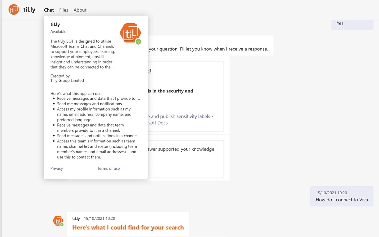 tiLly — screenshot from the Microsoft Marketplace listing