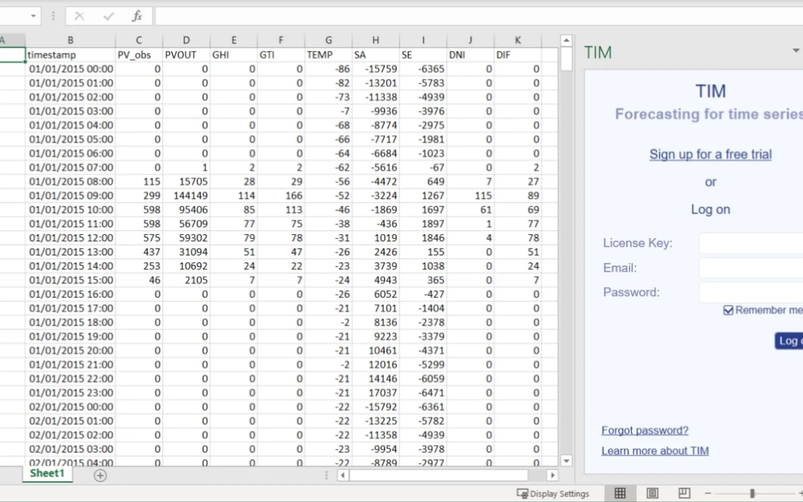 TIM Forecasting — screenshot from the Microsoft Marketplace listing