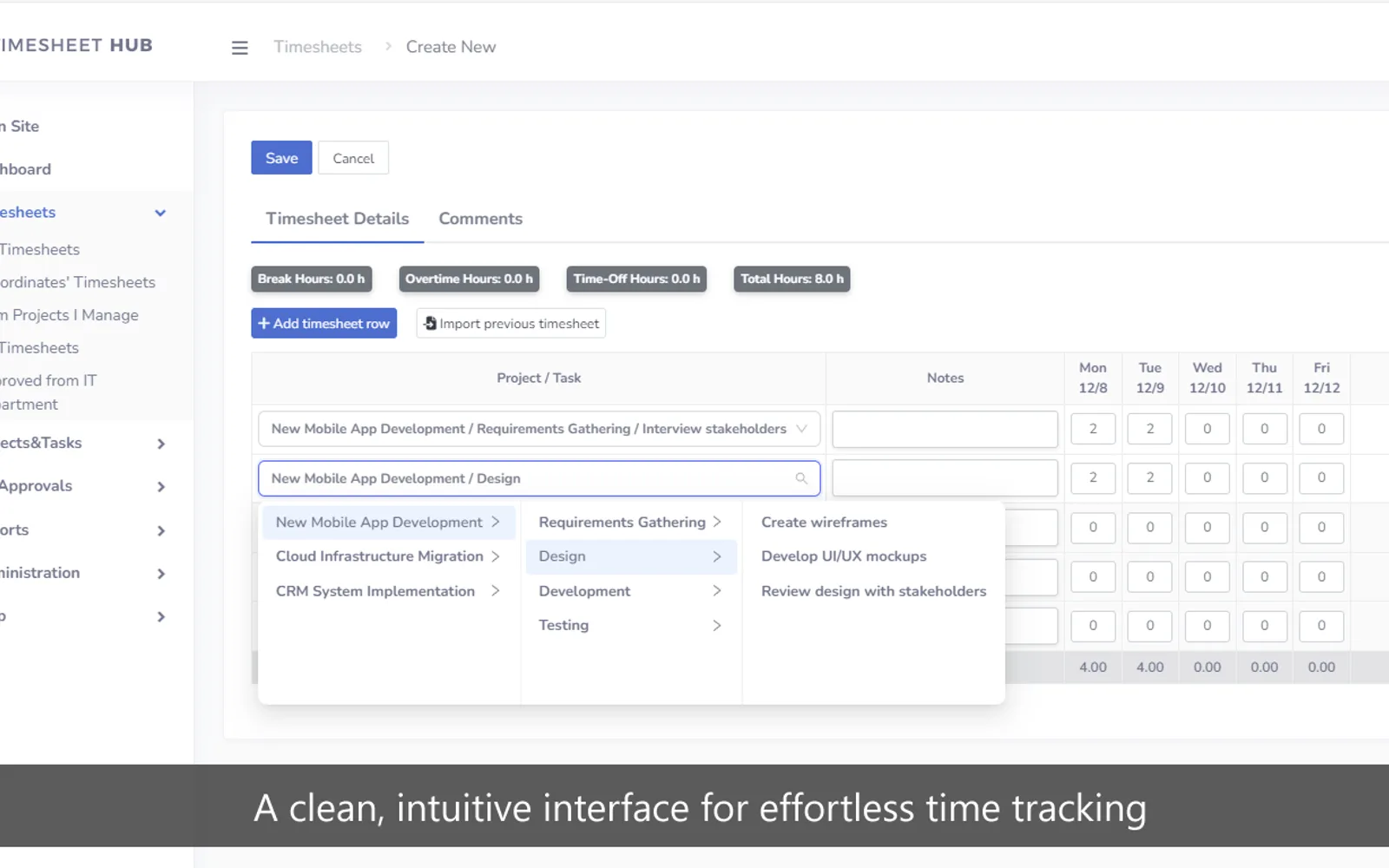 Timesheet Hub — screenshot from the Microsoft Marketplace listing