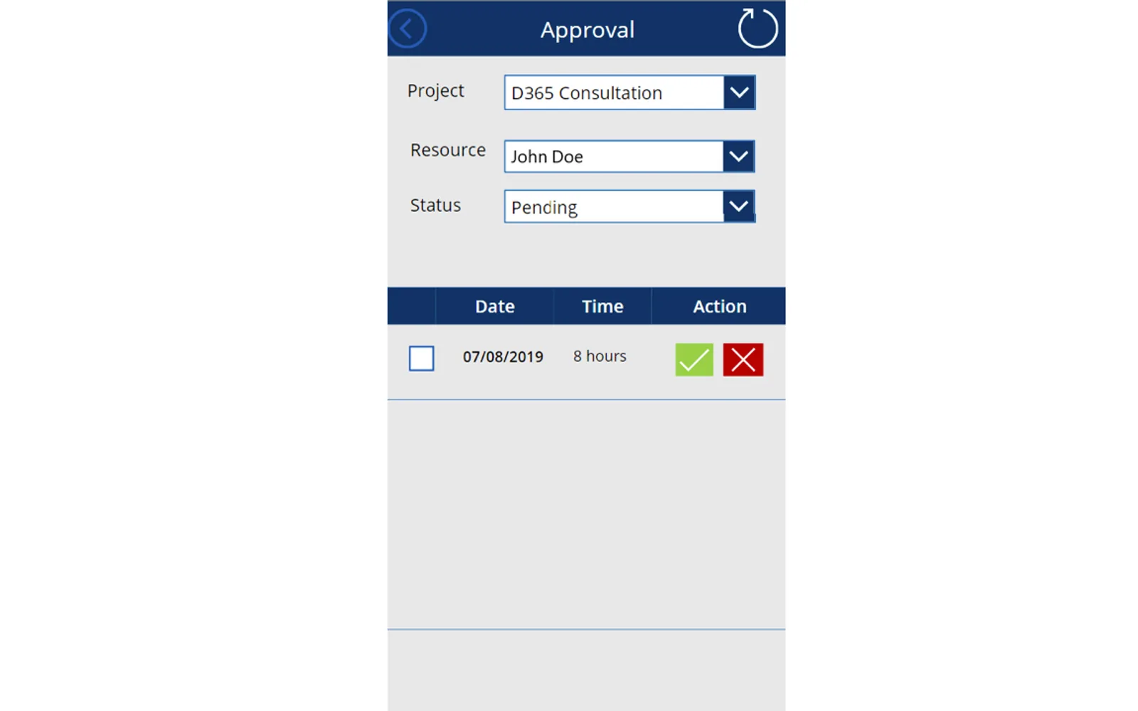 Timesheet PowerApp — screenshot from the Microsoft Marketplace listing