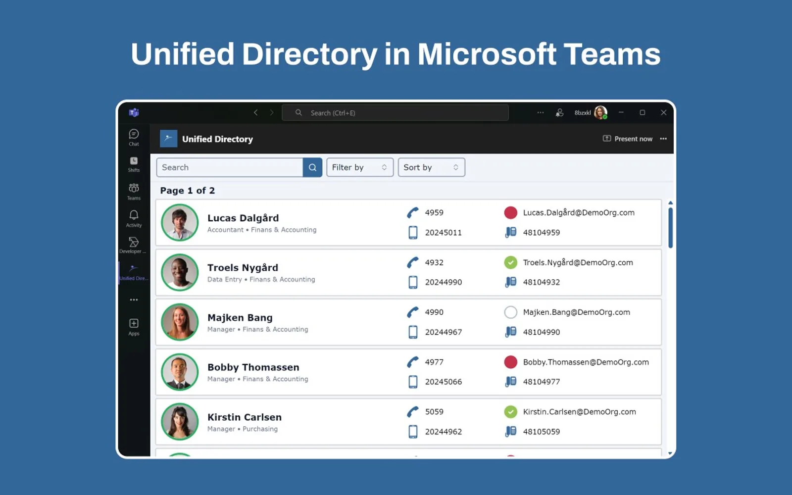 Unified Directory — screenshot from the Microsoft Marketplace listing