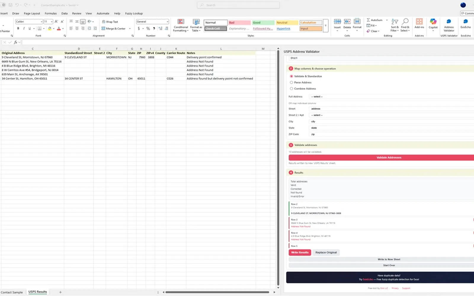 USPS Address Validator — screenshot from the Microsoft Marketplace listing