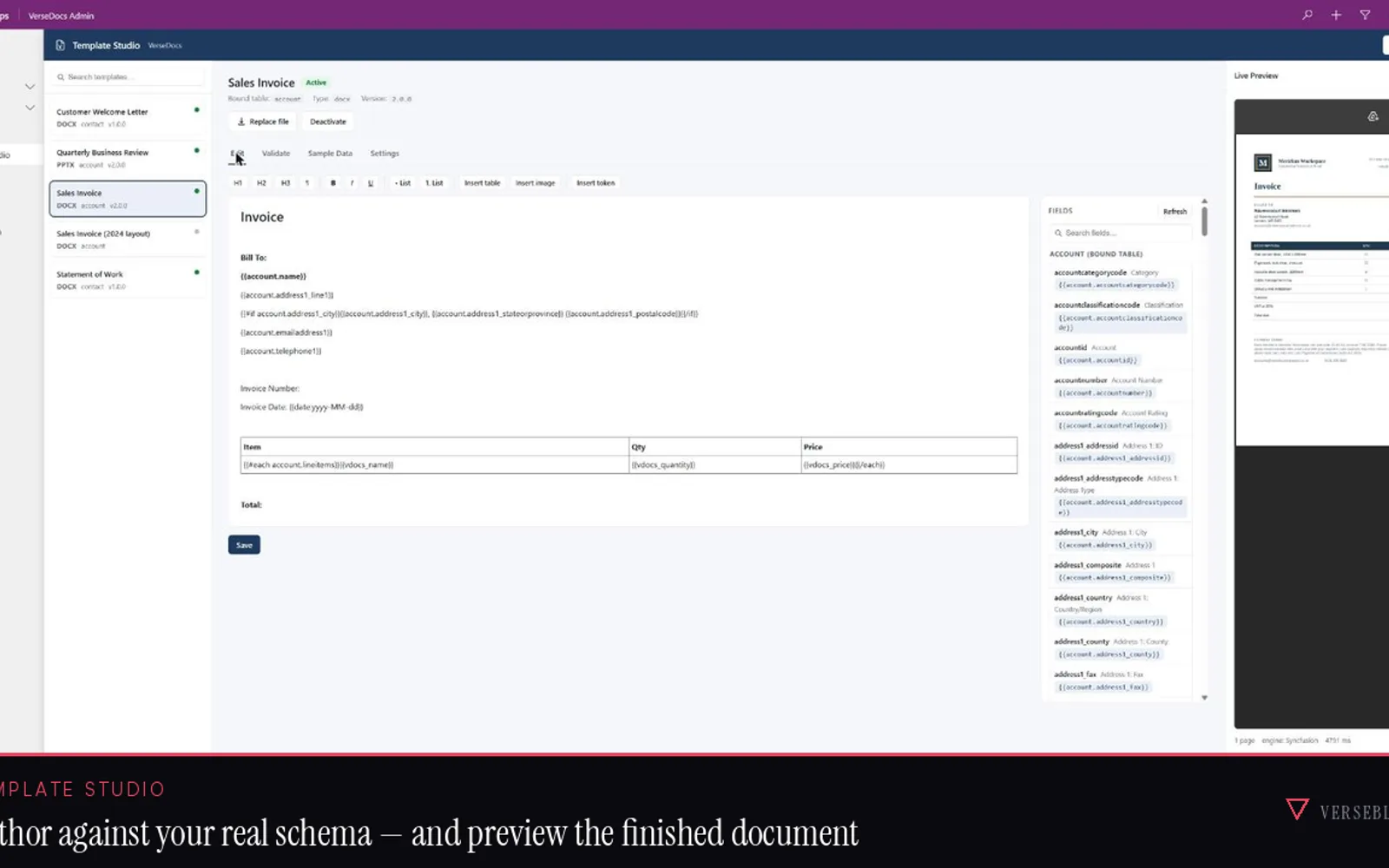 VerseDocs - Document Generation for Dataverse — screenshot from the Microsoft Marketplace listing