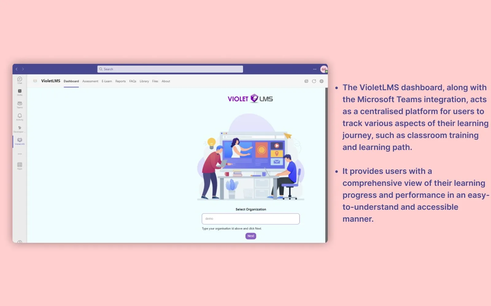 VioletLMS — screenshot from the Microsoft Marketplace listing