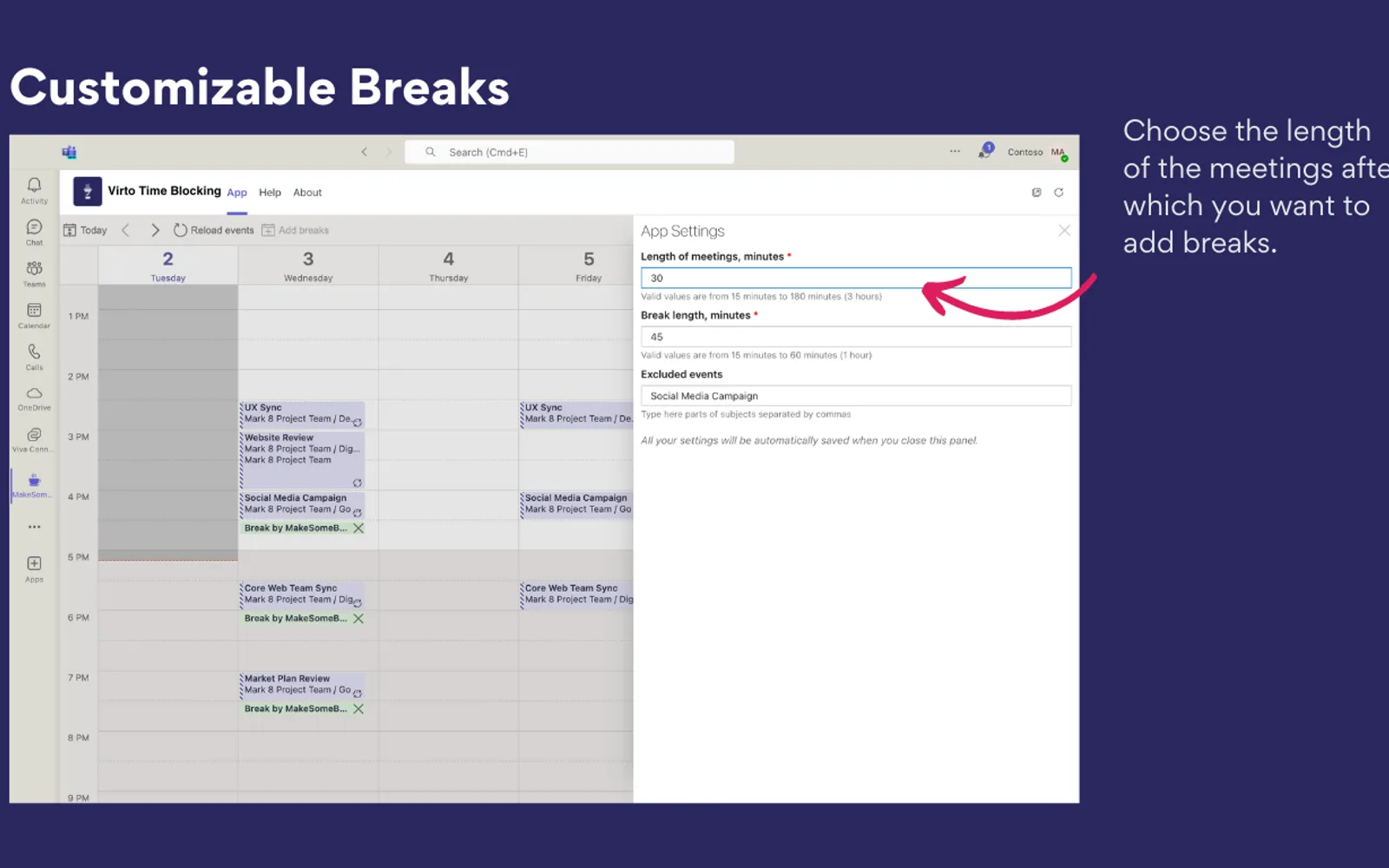 Virto Time Blocking — screenshot from the Microsoft Marketplace listing