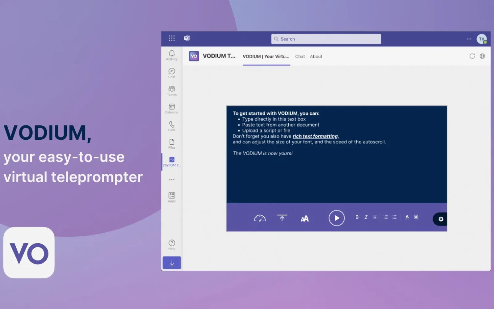 VODIUM — screenshot from the Microsoft Marketplace listing