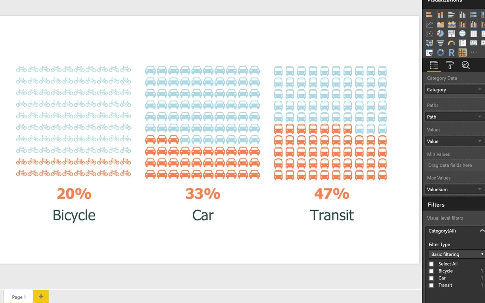 Waffle Chart — screenshot from the Microsoft Marketplace listing