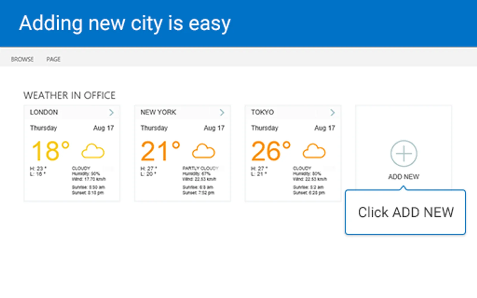 Weather Forecast — screenshot from the Microsoft Marketplace listing