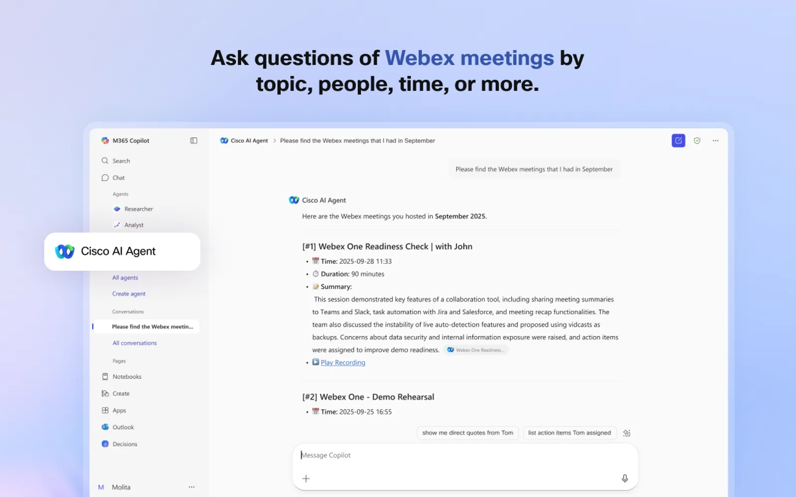 Webex AI Agent — screenshot from the Microsoft Marketplace listing