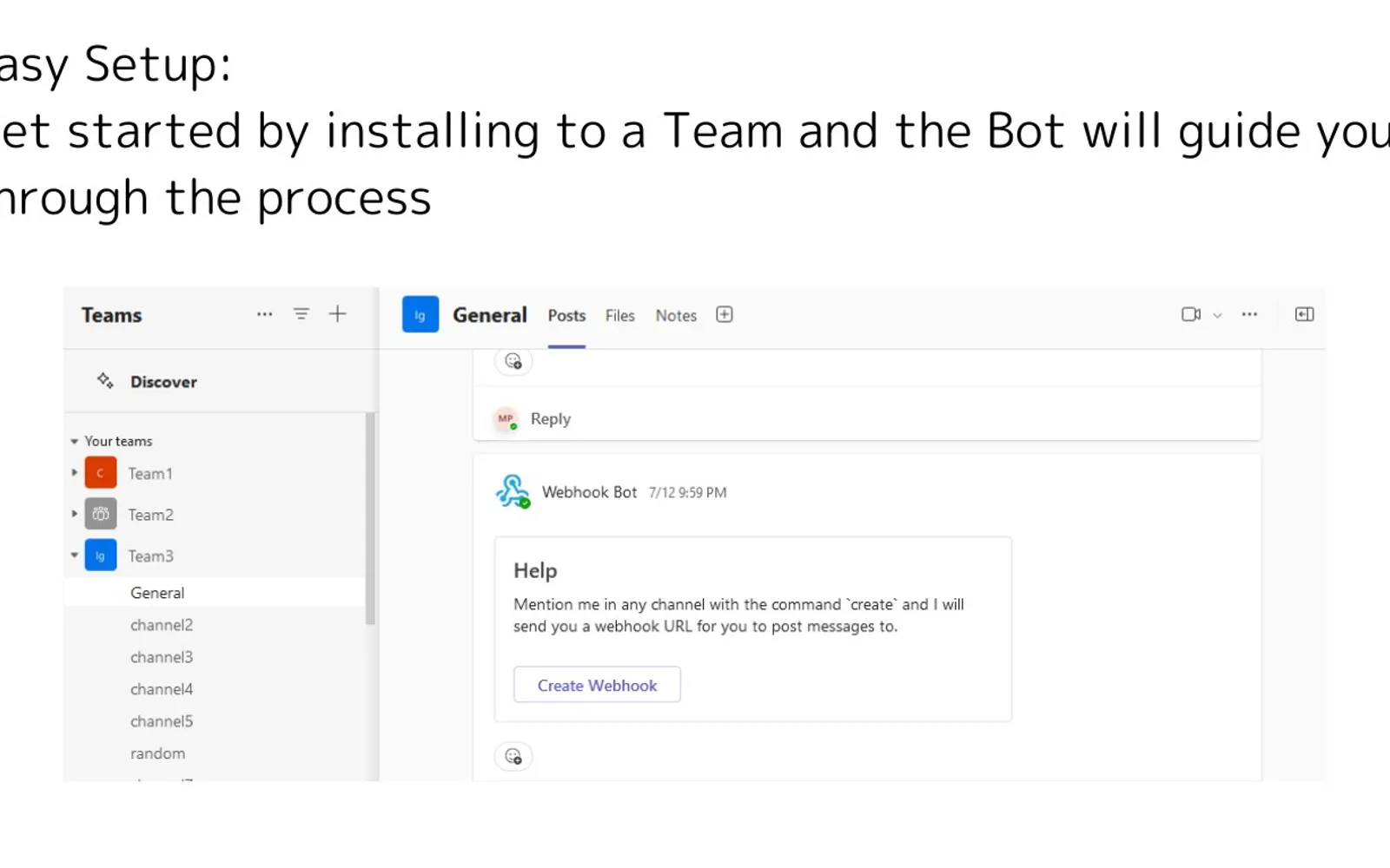 Webhook Bot — screenshot from the Microsoft Marketplace listing