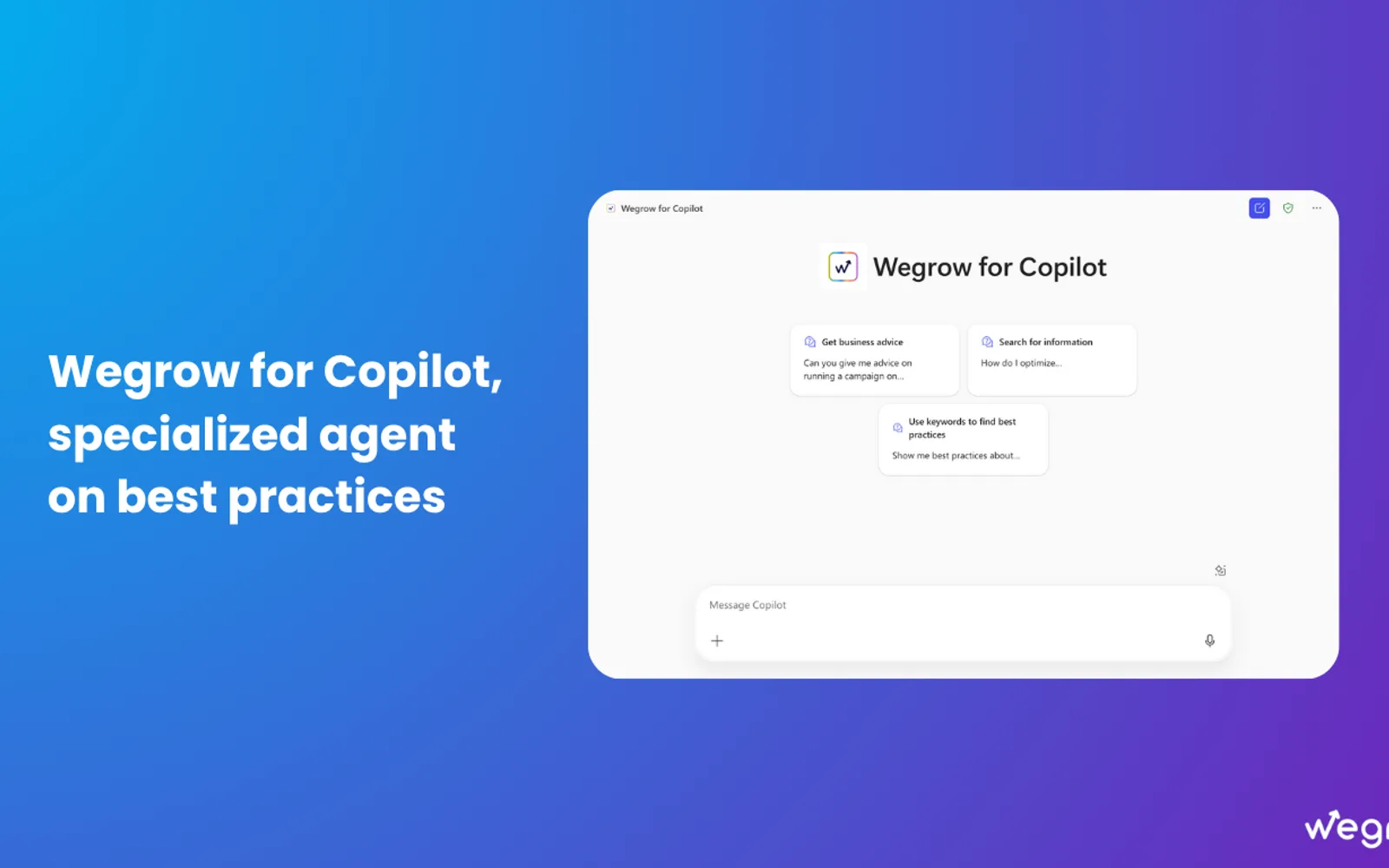 Wegrow for Copilot — screenshot from the Microsoft Marketplace listing
