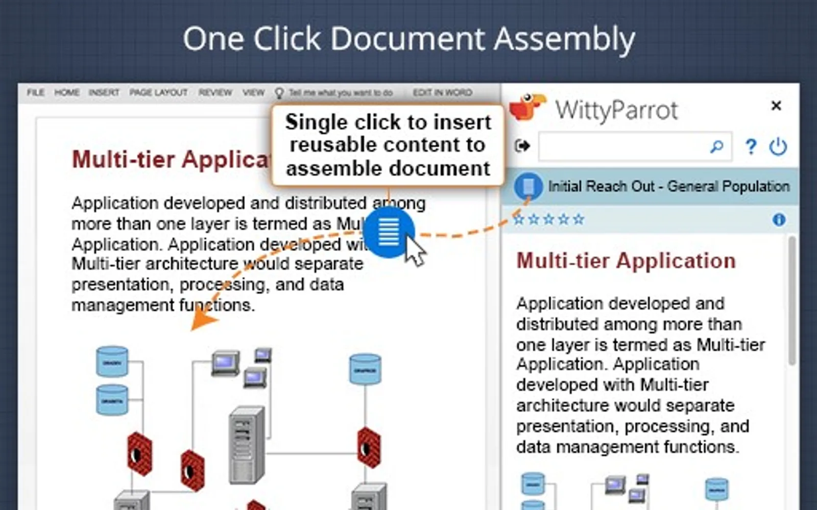 WittyParrot Document Assembler — screenshot from the Microsoft Marketplace listing