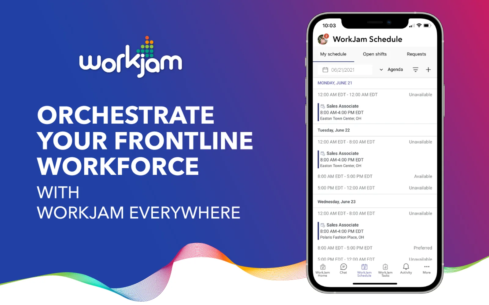 WorkJam Schedule — screenshot from the Microsoft Marketplace listing