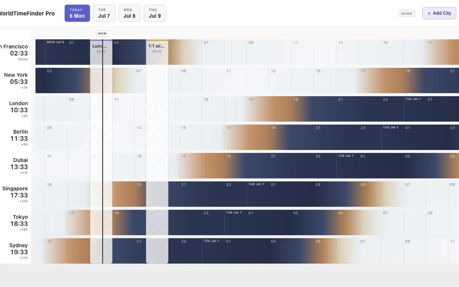 WorldTimeFinder Pro — screenshot from the Microsoft Marketplace listing