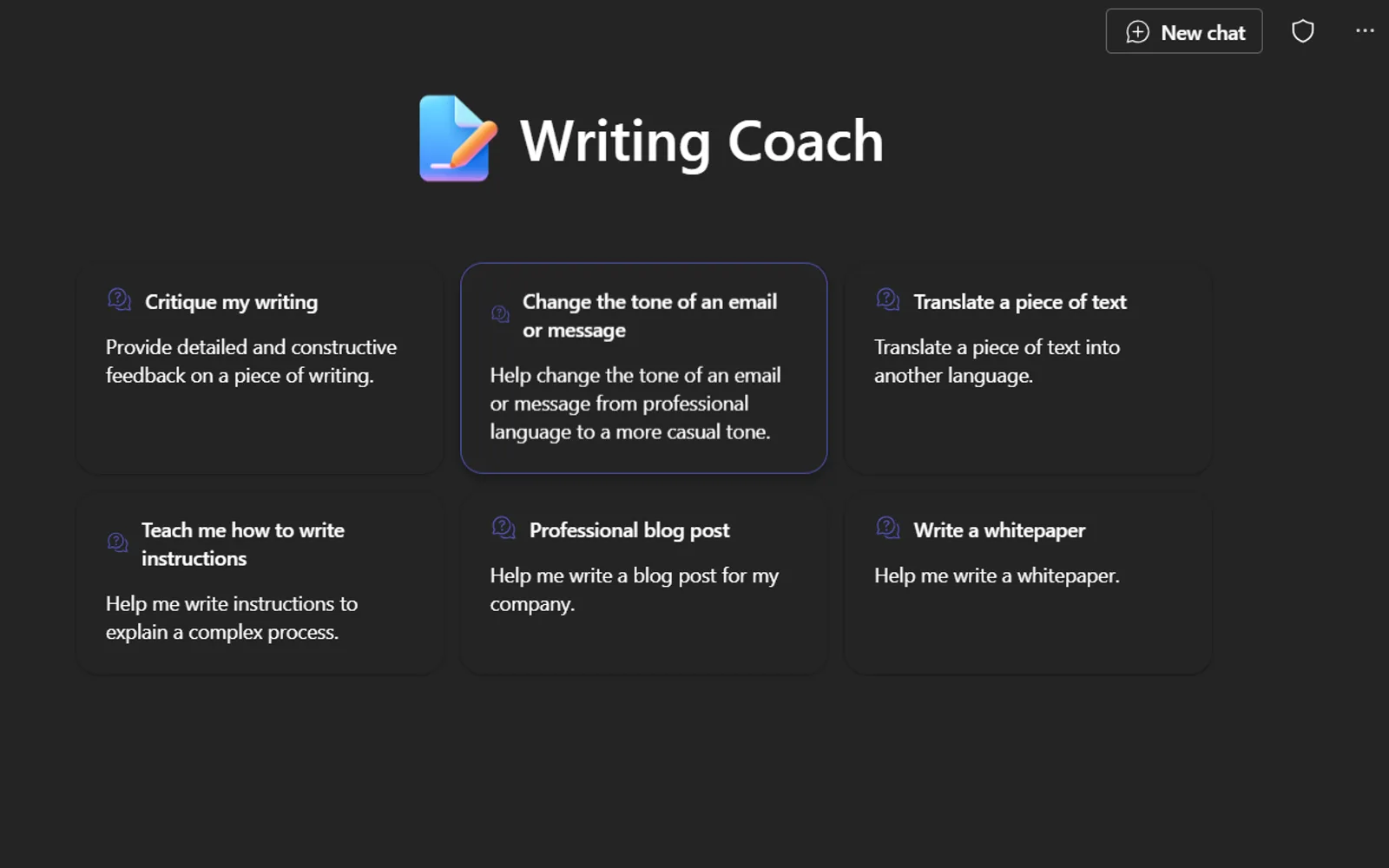 Writing Coach — screenshot from the Microsoft Marketplace listing