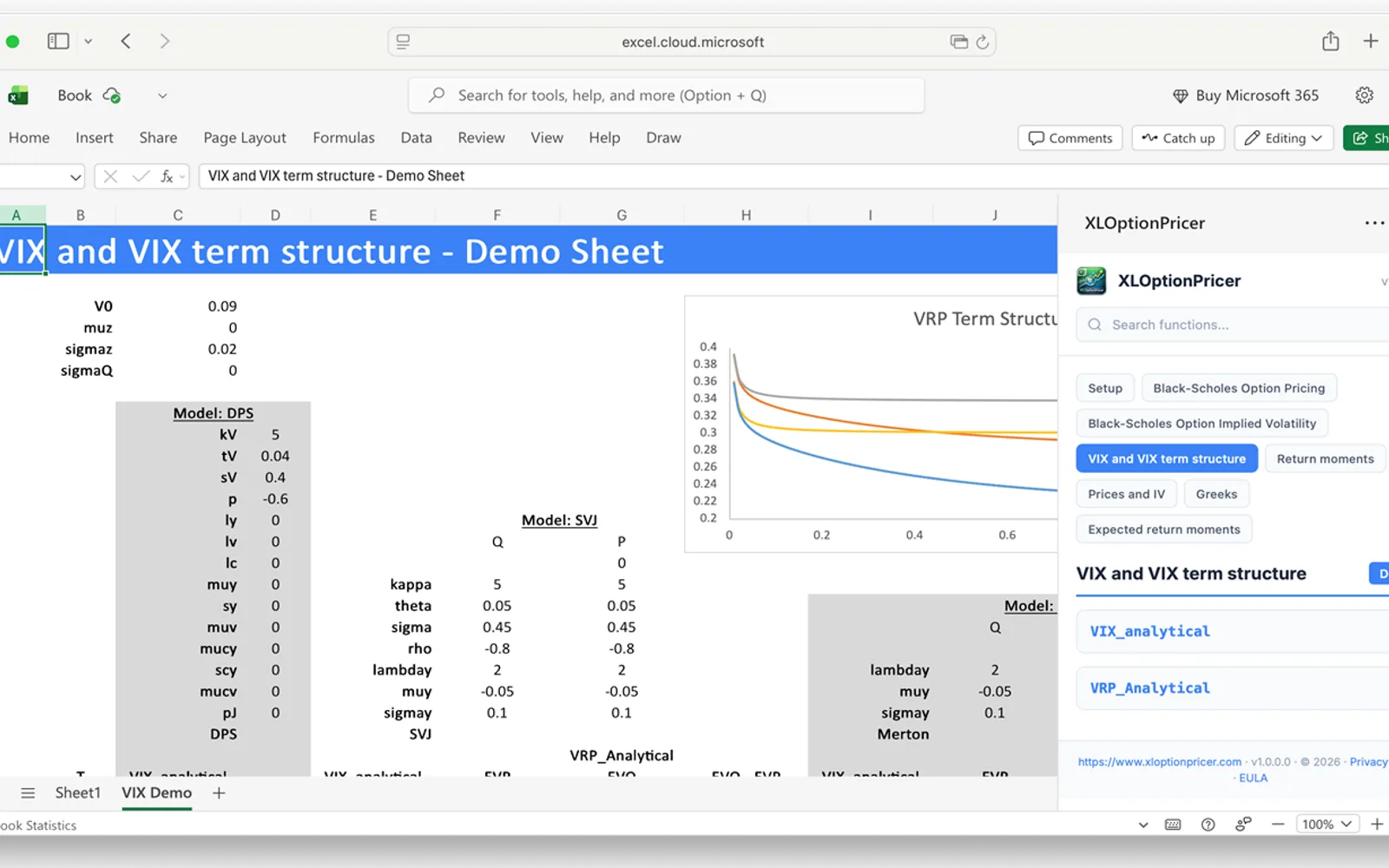 XLOptionPricer — screenshot from the Microsoft Marketplace listing