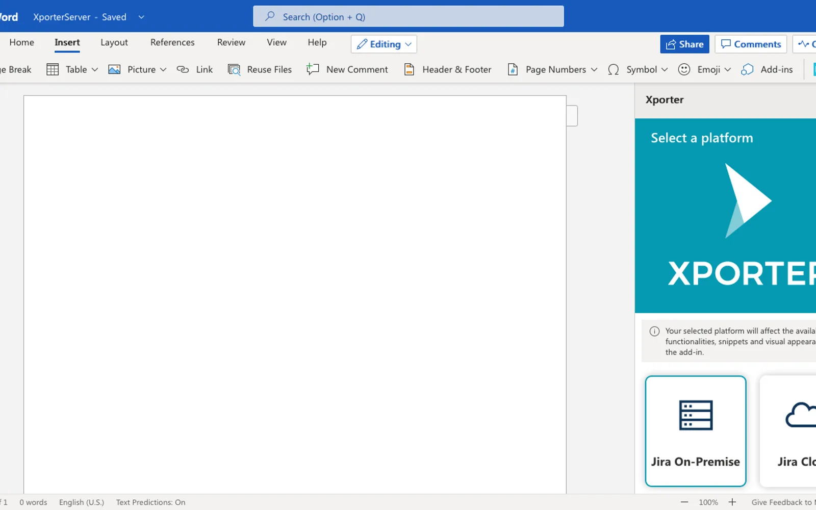 Xporter for Word — screenshot from the Microsoft Marketplace listing
