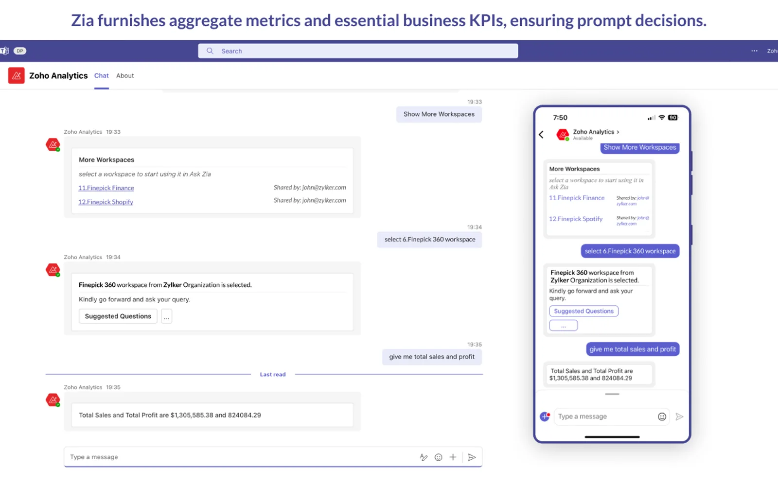 Zoho Analytics — screenshot from the Microsoft Marketplace listing