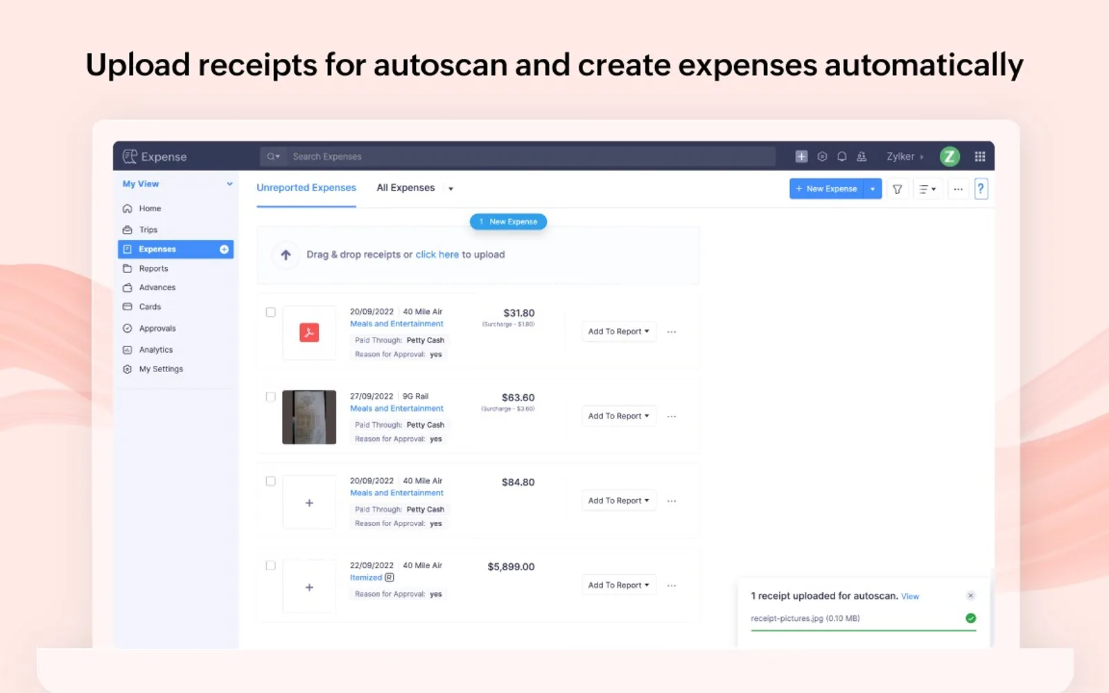 Zoho Expense — screenshot from the Microsoft Marketplace listing