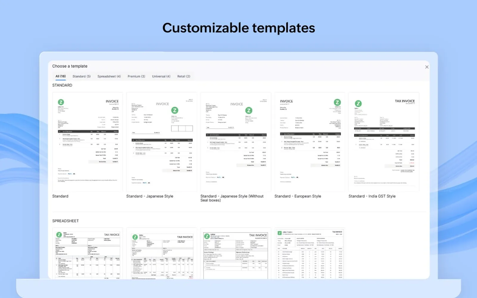Zoho Invoice — screenshot from the Microsoft Marketplace listing