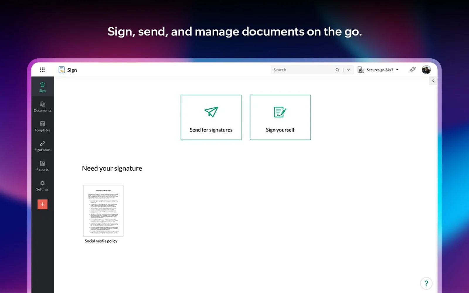 Zoho Sign — screenshot from the Microsoft Marketplace listing