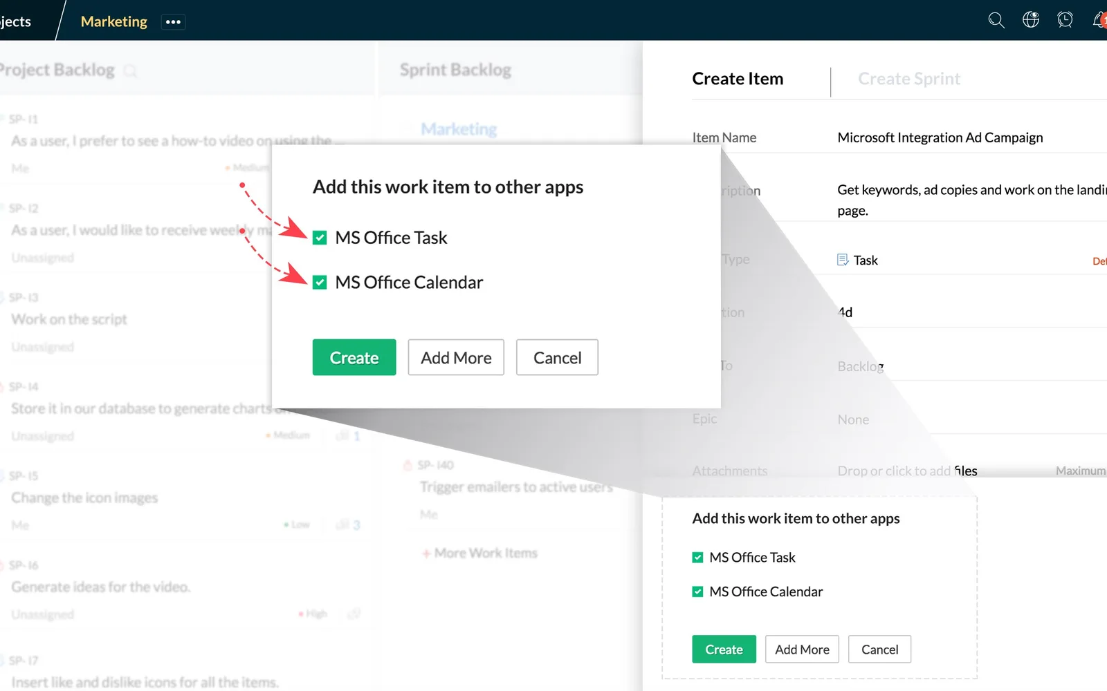 Zoho Sprints — screenshot from the Microsoft Marketplace listing