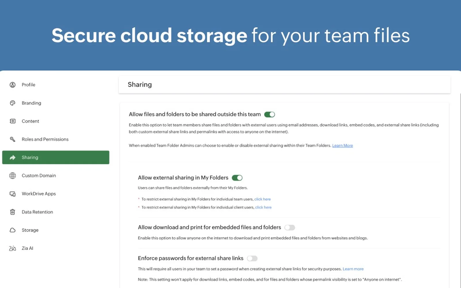 Zoho WorkDrive — screenshot from the Microsoft Marketplace listing